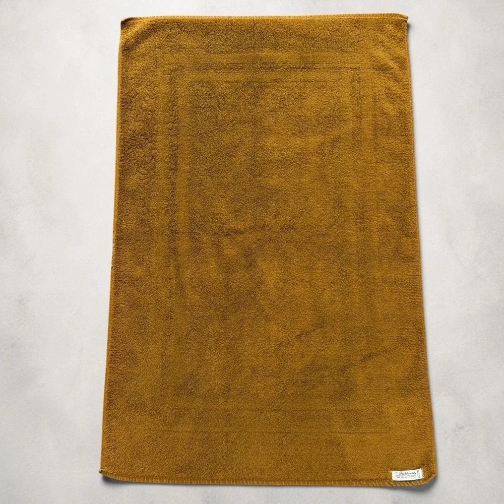Vtg 70s Fieldcrest Hand Towel 3-pc bathmat set 100% Cotton Gold Coordinates YSL